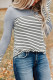 Striped Color Block Round Neck Long Sleeve Top