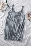 Gray U Neck Gradient Color Printed Sling Sleeveless Swing Mini Dress