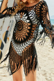 Aztec Knitted Beach Long Sleeve Hollow Out Cover Up Unishe Wholesale
