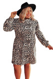 Plus Size Turtleneck Leopard Dress