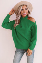 Green Off Shoulder Cross Sweaters
