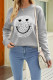 Smile Pattern Long Sleeve Pullover Sweater