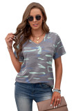 V Neck Front Pocket Camo Tee