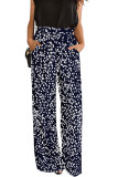 Black Polka Dot Drawstring High Waist Wide Leg Pants