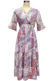 Paisley Floral Print Flare Sleeves Maxi Dress Unishe Wholesale