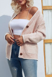 Vintage Button Pockets Front Open Cardigan