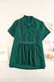 Green Swiss Dot Short Sleeve Flowy Top