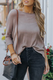 Khaki Lightweight Knit Oversize Blouse