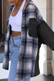 Plaid Patchwork Pockets Button Denim Jacket