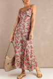 Rose Satin Spaghetti Strap Slip Maxi Dress
