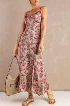 Rose Satin Spaghetti Strap Slip Maxi Dress
