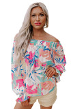 Multicolor Floral Print Off Shoulder Blouse