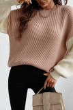 Color Block Plain Loose Pullover Sweaters