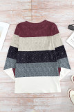 Color Block O-Neck Long Sleeve Blouse