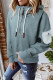 Sky Blue Half Zip Colorblock Pocket Patchwork Long Sleeve Hoodie