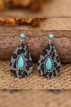 Hairy Leopard with Turquoise Dropwater Earrings MOQ 5pcs