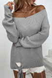 Off Shoulder Tie Knot Knitting Sweater
