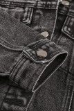 Gray Wash Button Pocket Denim Jacket