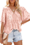 Half Sleeve Ruffles V Neck Blouse Unishe Wholesale