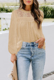 Apricot Frill Neck Swiss Dot Puff Sleeve Blouse