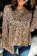 Leopard Satin Flared Sleeve Peplum Blouse