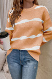 Color Block Wave Striped Pullover Sweaters