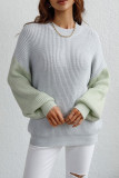 Color Block Plain Loose Pullover Sweaters