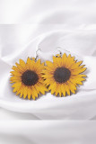 Wooden Sunflower Earrings MOQ 5pcs