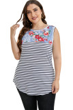 Floral & Stripes Plus Size Tank