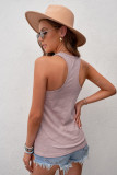 Pink Scoop Neck Basic Solid Tank Top