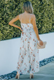 Floral Print Spaghetti Strap Ruffled Wide Leg Jumpsuit
