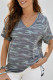Army Green V Neck Front Pocket Camo Tee