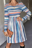 Color Block Stripes Long Sleeves Dress