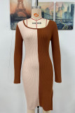 Colorblock Splicing Knitting Dress