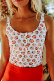 Square Neck Sleeveless Fashion Print Tankini Set