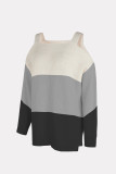 Color Block Strappy Cold Shoulder Pullover Sweaters