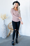 Pink Floral Print Long Sleeve Henley Top