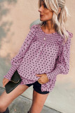 Pink Smocked Ruffle Trim Blouse