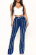 Raw Trim Striped Stretched Bell Denim Pants