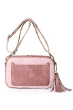 PU Leather Plush Patchwork Aztec Strap Crossbody Bag