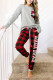 Red Letter Print Pocket Plaid Pajama Set