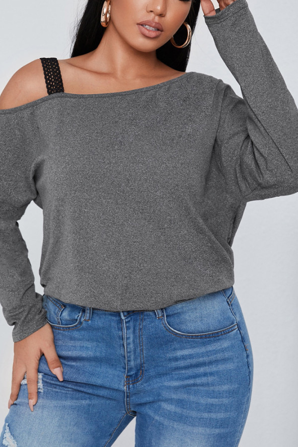 Plus Size Drop Shoulder Plain Top