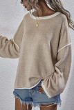 Plain Loose Fit Patchwork Knitting Sweater