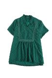 Green Swiss Dot Short Sleeve Flowy Top