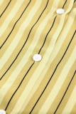 Yellow Striped Buttons Closure Long Sleeve Shirt