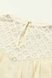 Apricot Crochet Lace Textured Balloon Sleeve Blouse