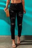 Black High Waist Ripped Skinny Jeans