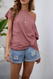 Solid Color Off The Shoulder Top with Twist Tie Unishe Wholesale