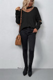 Cut Out Zipper Sleeve Knitting Sweater