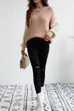 Color Block Plain Loose Pullover Sweaters